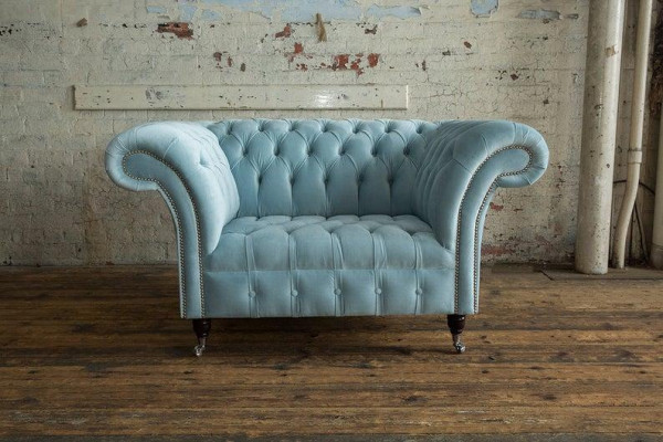 Chesterfield Design Sofa Sessel Couch Polster Luxus Textil Couchen 1 Sitzer #145