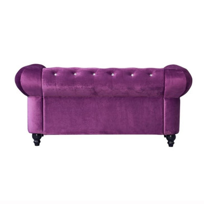 Klassische Leder Couch - Lila Chesterfield Stoff Sofa 2 Sitzer  Neu jvmoebel ®
