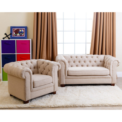 Landhaus Zweisitzer  - Chesterfield Sofa Sitz Gemütliche Couch Stoff jvmoebel ®