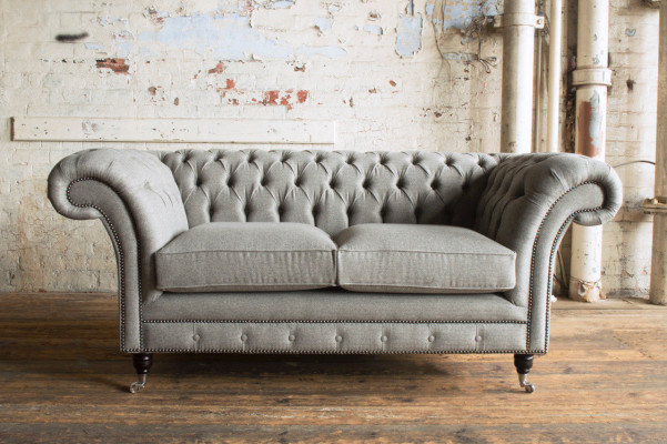 Sofa Couch Polster Design Sitz Sofas Zimmer Möbel Leder 2er Moderne Grau Stoff