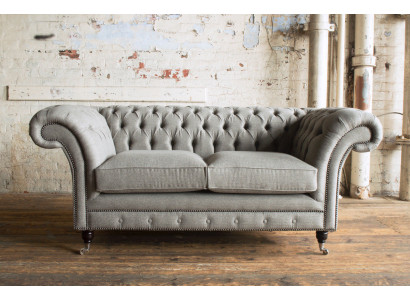 Sofa Couch Polster Design Sitz Sofas Zimmer Möbel Leder 2er Moderne Grau Stoff