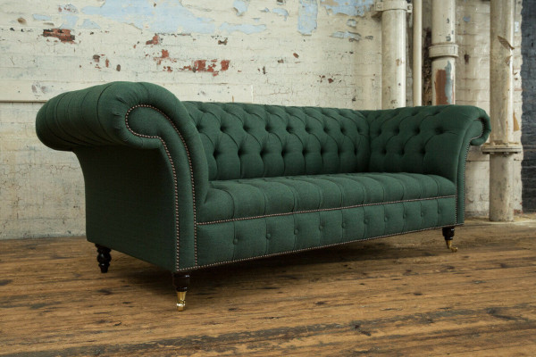 klassische Chesterfield Design Couch 3 Sitzer Sofa Couch Samt big 225cm Leder