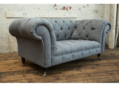 Luxus 2 Sitzer Couch Polster Sofa Leder Stoff Couchen Chesterfield Garnitur Neu
