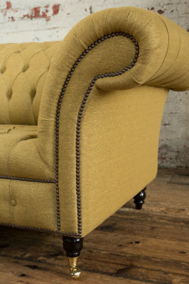 Sessel Couch Polster Sofa Textil Chesterfield Couchen 1,5 Sitzer Einsitzer Gelb