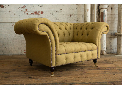 Sessel Couch Polster Sofa Textil Chesterfield Couchen 1,5 Sitzer Einsitzer Gelb