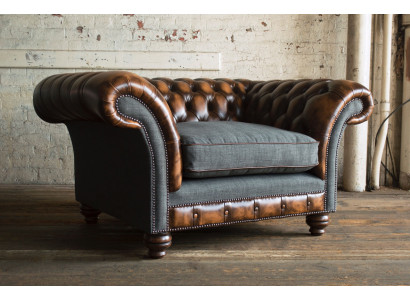 Chesterfield Design Stoff Couch Sessel 1.5 Sitzer Polster Sofas Lounge Neu Club