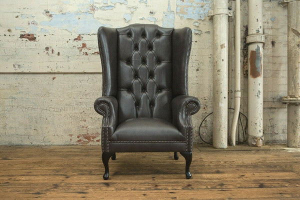 Chesterfield Ohrensessel Einsitzer Sofa Couch Relax Polster Samt Leder Stoff