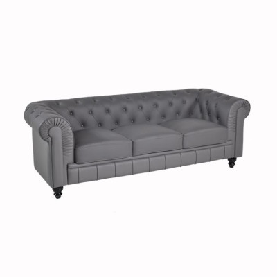 Couch Grau Chesterfield Büro Sofa Emfpangs Couchen Leder Textil Neu jvmoebel ®