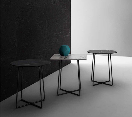 Beistelltisch Edelstahl Arbeitsplatte Marmor Kaffeetisch Design Wohnzimmertisch