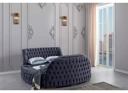Rund Bett Chesterfield Betten mit TV Fernseher Lift Luxus Doppelbett 180x200