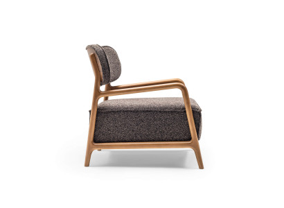 Sessel Ohrensessel Wohnzimmer Stoffsessel Grau Polster Einsitzer Holz
