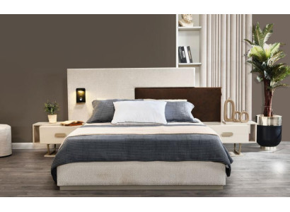 Weiße Schlafzimmer Garnitur Holz Nachttische Polster Doppelbett 3tlg Set Weiße Schlafzimmer Garnitur Holz Nachttische Polster Doppelbett 3tlg Set