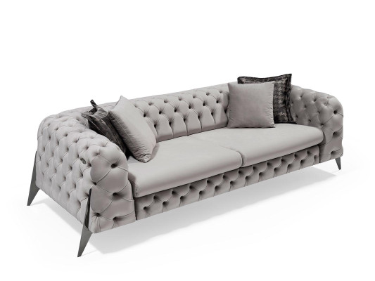 Weiße Chesterfield Polstergarnitur Sofagarnitur 4-Sitzer Sessel  2tlg