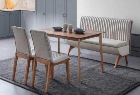 Moderne Weiße Esszimmer Garnitur Designer Esstisch 2x Stühle Bank 4tlg