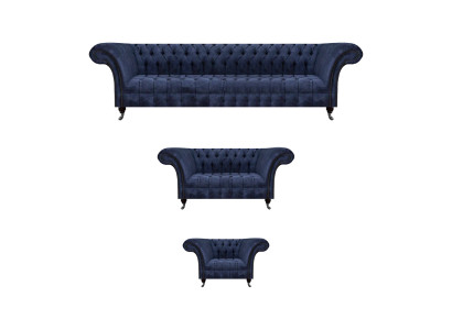 Wohnzimmer Blaue Chesterfield Couchen Designer Sitzmöbel Sofagarnitur