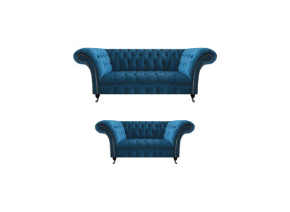Stilvolle Sofagarnitur Chesterfield Blaue Wohnzimmer Polster Couchen