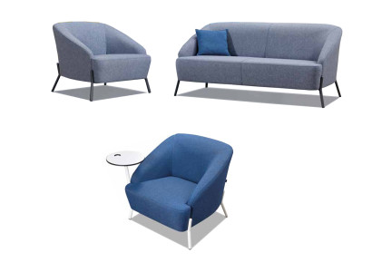 Grau-Blaue Sofagarnitur Designer Polstercouchen Moderner 2-Sitzer Sessel