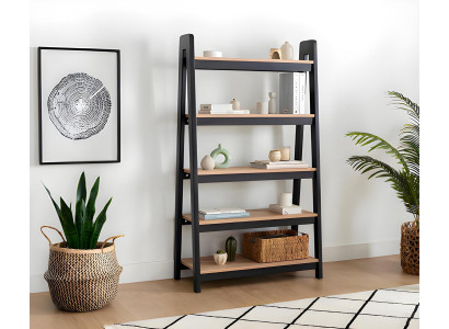 Schwarz-Beiger Bücherregal Wohnzimmer Aktenregale Holz Ablagen Möbel