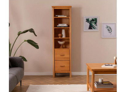 Robuste Hellbraune Wohnzimmer Vitrine Designer Holz Schrank 2-Schubladen