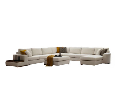 Modernes Weißes U-Form Sofa Schicke Wohnlandschaft Polster Edle Couchen