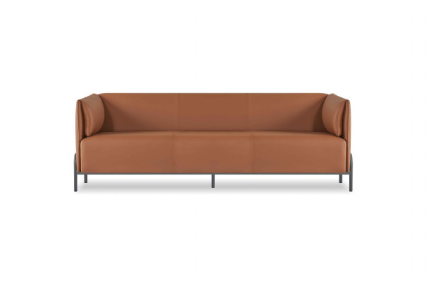 Braune Ledergarnitur Designer Arbeitszimmer Möbel 2x Dreisitzer Sessel