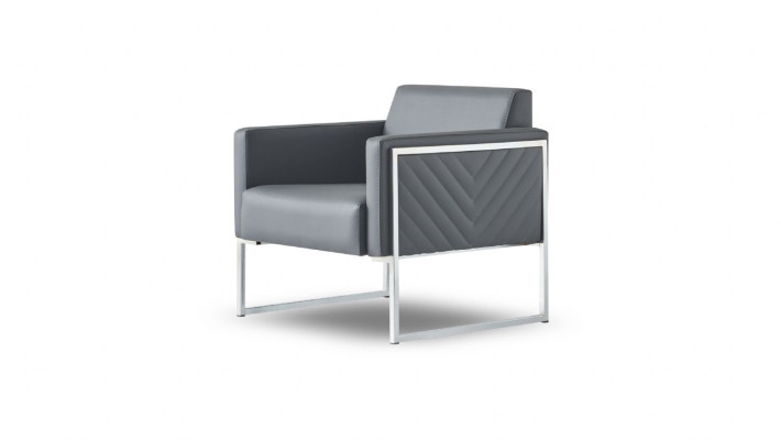Arbeitszimmer-Set 4tlg 3-Sitzer 2x Sessel Couchtisch Grau Einfarbig Stil