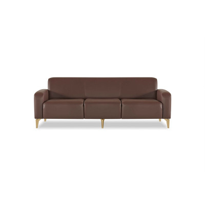 Arbeitszimmer-Set 3tlg 3-Sitzer Sessel Couchtisch Braun Einfarbig Modern