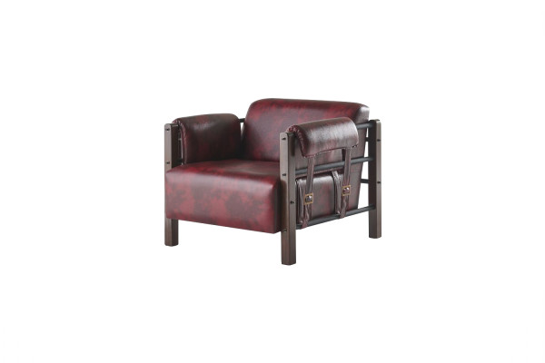Leder Sessel Bordeaux Ledersessel Modern 1-Sitzer Set Weiche Armlehnen