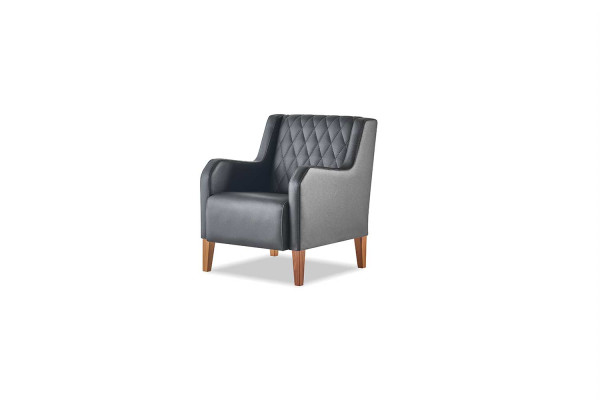 Lehnsessel Schwarz Sessel Leder Holz Modern 1-Sitzer Weiche Sitzmöbel