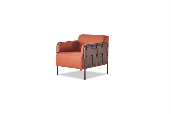 Lehnsessel Sessel Orange Textil Modern Leder Textil 1-Sitzer Weich