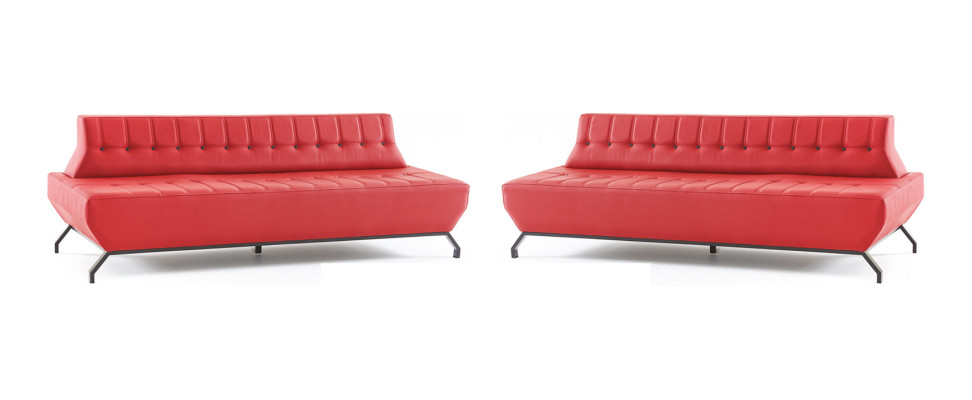Sofa-Set Edelstahl Leder Chesterfield 2-Sitzer Sofas Leder Art Deco Rot