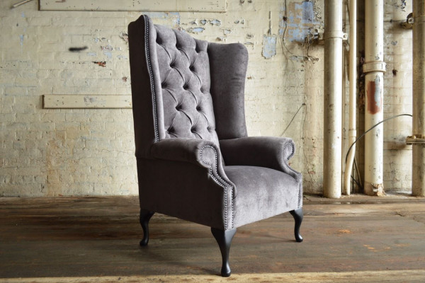 Ohrensessel Sessel Fernseh Design Polster Sofa Couch Chesterfield Textil Neu 351