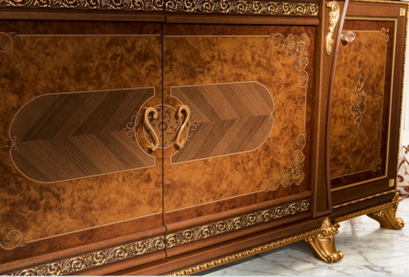 Kommoden Set Italienische Möbel 2tlg. Kommode mit Spiegel Massivholz Sideboard