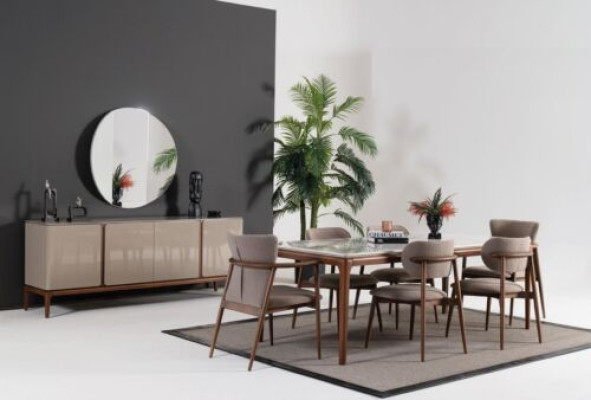 Esszimmer Stuhl Design Polster Stoff Textil Stil Moderner Lehnstuhl Sessel