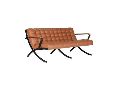 Sofá Chesterfield elegante de madeira natural para três pessoas