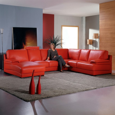 Ledersofa Wohnlandschaft Ecksofa Polster Eck Sitz Couch Garnitur U Form XXL Big