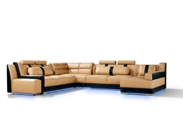 XXL U Form Leder Wohnlandschaft Couch Polster Sitz Ecksofa Sofa Große Garnitur