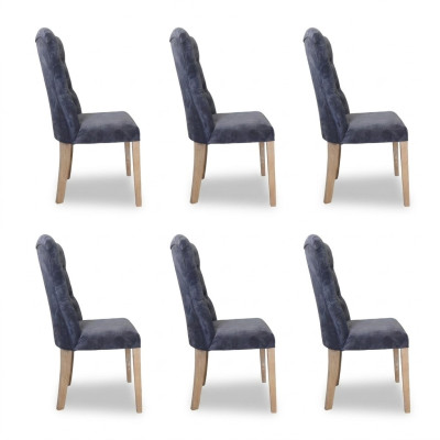 6x Stühle Stuhl Polster Design Chesterfield Garnitur Sessel Komplett Set