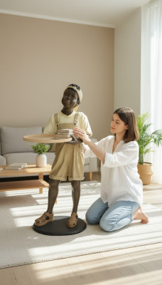 Ständer Ablage Karten Getränke Figur Figuren Statue Junge Gastronomie Skulptur
