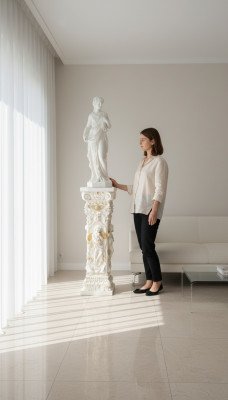 Design Säule mit Amorette 100 cm Figuren Säulen Sockel Blumen Ständer Statue Neu