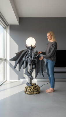 XXL Design Gothik Stehleuchte Lampe Stand Leuchte Leuchten Drachen Lampen 143cm