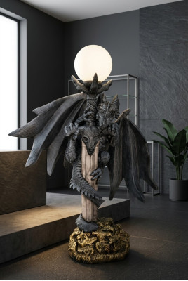 XXL Design Gothik Stehleuchte Lampe Stand Leuchte Leuchten Drachen Lampen 143cm