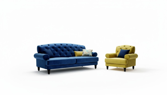 Klassische Design Sofagarnitur 3+1 Sofa Couch Polster Chesterfield Sofas Set Neu