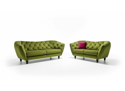 Chesterfield 3+2 Sitzer Sofagarnitur Polster Stoff Couch Sitz Garnitur Design
