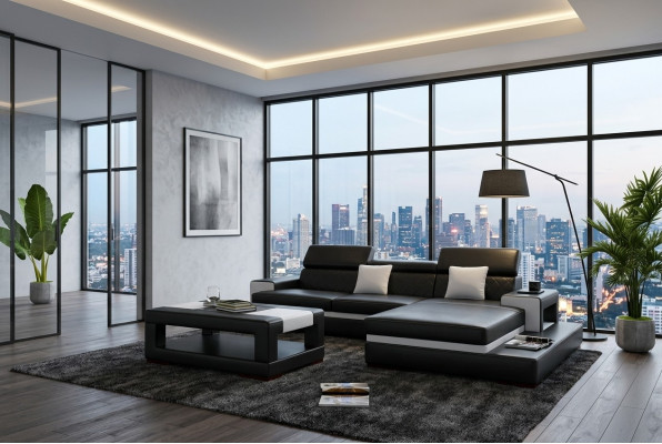XXL Ledersofa Ecksofa Design Big Sofa Couch Polster Eck Sitz Garnitur