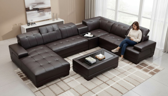 XXL Leder Big Wohnzimmer Sofa Couch Ecksofa Sofas Couchen Polster