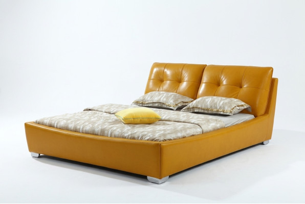 Designer Bett Schlafzimmer Doppelbett Betten Leder Hotel Luxus Polster