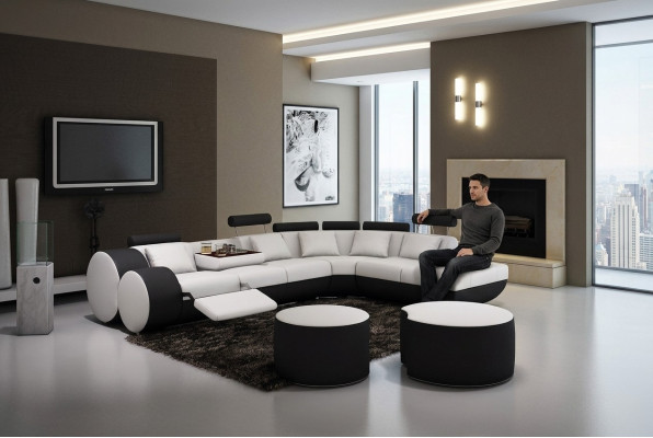 XXL Multifunktions Ledercouch Couch Big Sofa Polster Ecksofa Moderne