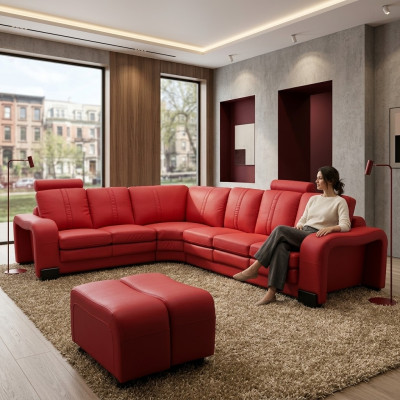 XXL Multifunktions Ledercouch Couch Sofa Polster Ecksofa Moderne Big