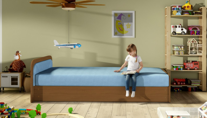 Modernes Kinderbett Betten Textil Holzbett Bett Schlafsofa Kinderzimmer Neu